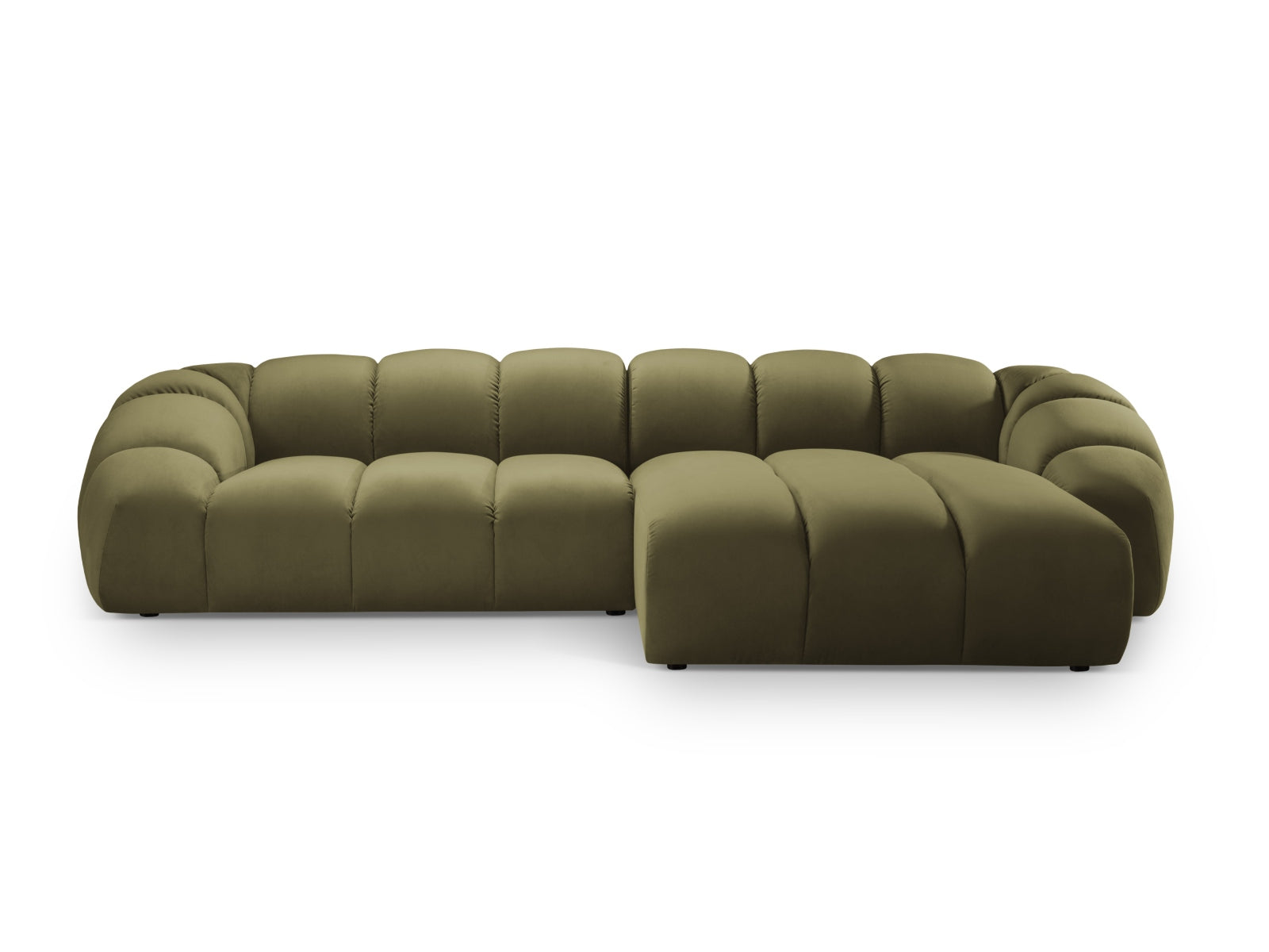 Diana Velour Ecksofa rechts 4 Sitzer in Green-Salvador präsentiert im Onlineshop von KAQTU Design AG. L-Sofa rechts ist von Micadoni