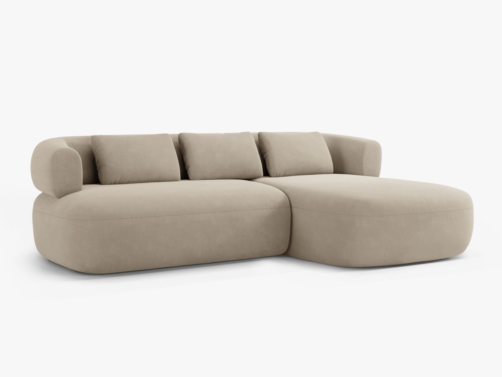 Jenny Velour Ecksofa rechts 5 Sitzer in Beige präsentiert im Onlineshop von KAQTU Design AG. Ecksofa rechts ist von Micadoni