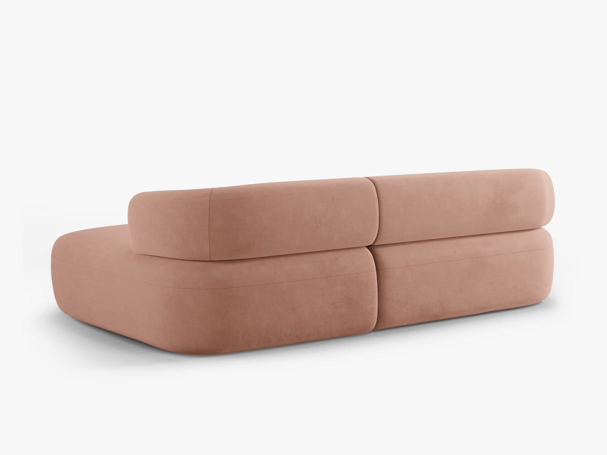 Jenny Velour Ecksofa rechts 5 Sitzer in Pink-Salvador präsentiert im Onlineshop von KAQTU Design AG. L-Sofa rechts ist von Micadoni