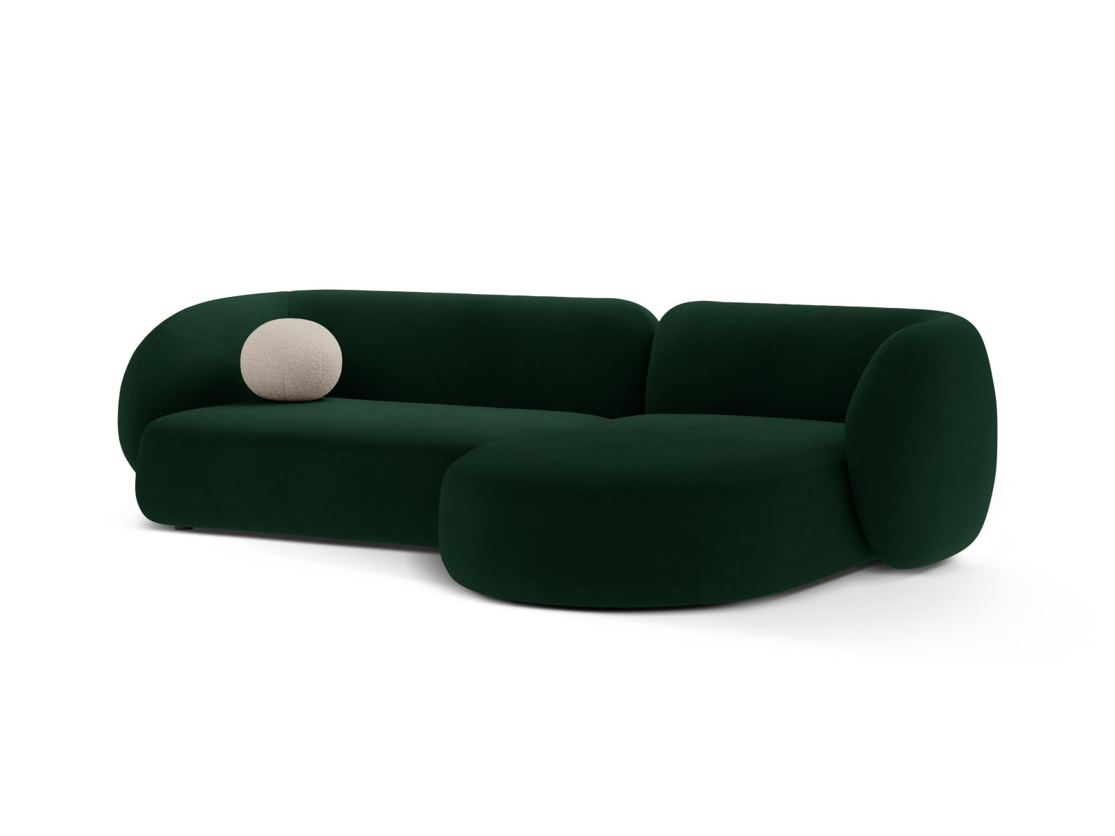 Elegantes 3-Sitzer Ecksofa rechts Kate in edlem Flaschengrün, ideal für stilvolle Wohnräume und gemütliche Abende.