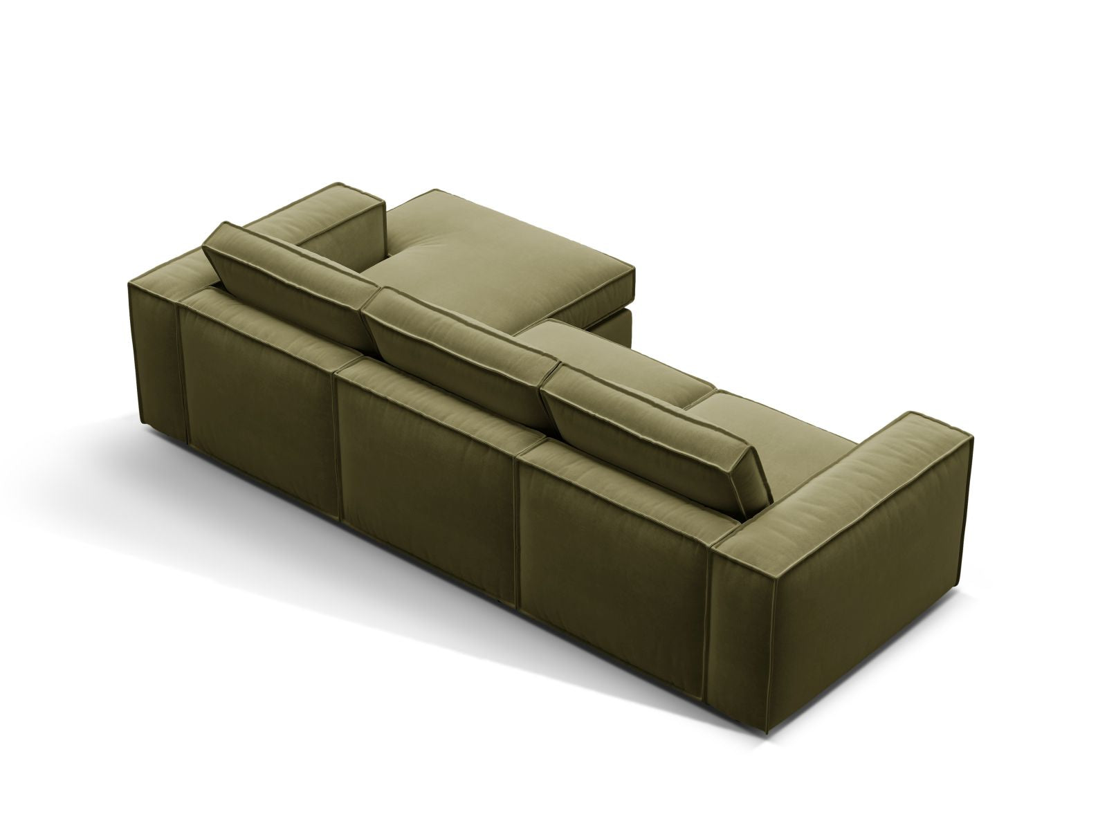 Modulares 3-Sitzer Ecksofa Pola in ansprechendem Grün, rechtsseitig, perfekt für moderne Wohnkonzepte und gemütliche Abende.