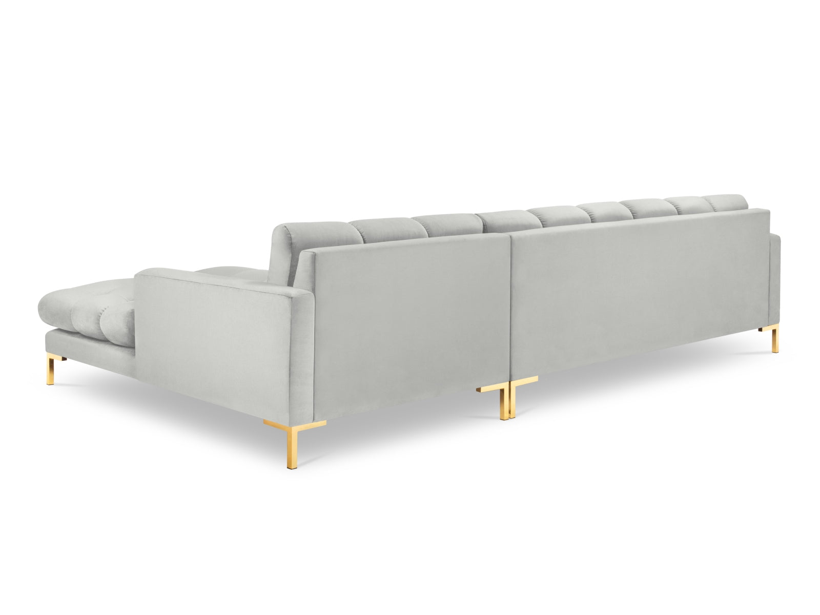 Mamaia Velour Ecksofa rechts 5 Sitzer in Silver/Gold präsentiert im Onlineshop von KAQTU Design AG. Ecksofa rechts ist von Micadoni