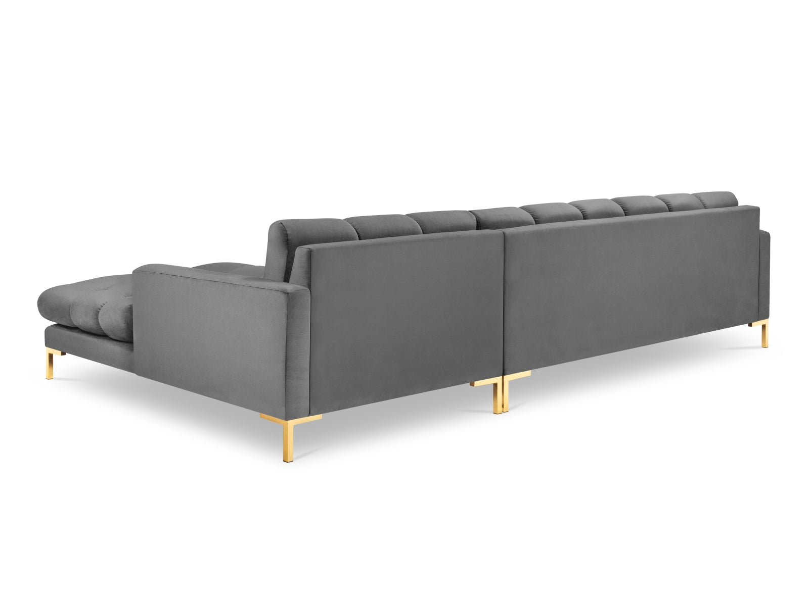 Mamaia Velour Ecksofa rechts 5 Sitzer in Light Grey/Gold präsentiert im Onlineshop von KAQTU Design AG. Ecksofa rechts ist von Micadoni