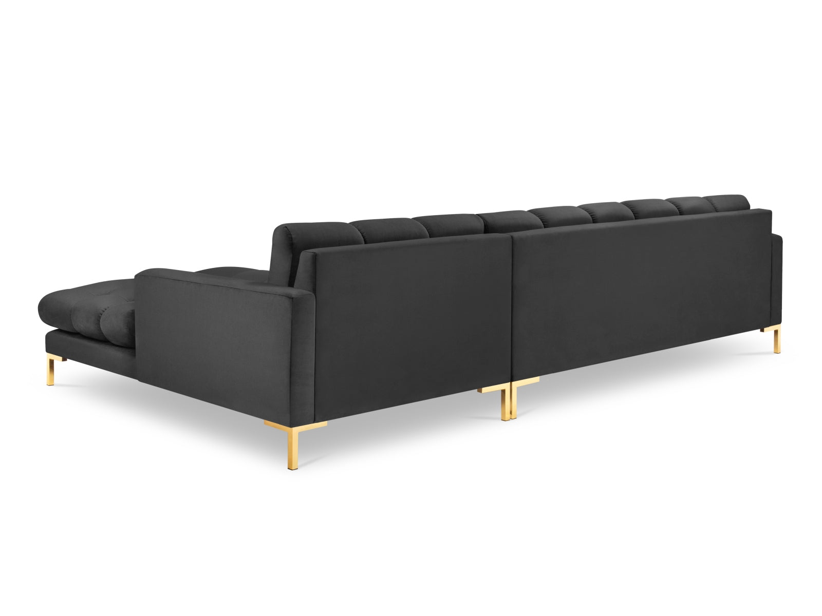 Mamaia Velour Ecksofa rechts 5 Sitzer in Dark Grey/Gold präsentiert im Onlineshop von KAQTU Design AG. Ecksofa rechts ist von Micadoni