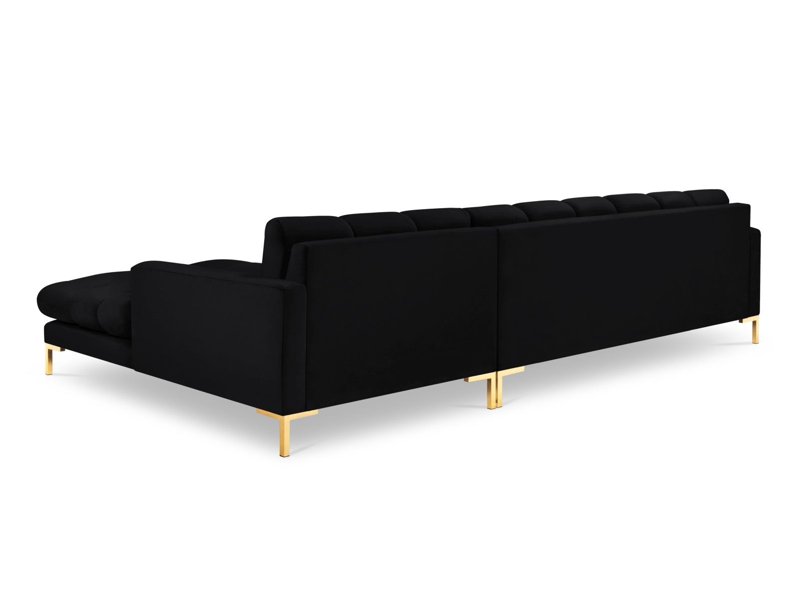 Mamaia Velour Ecksofa rechts 5 Sitzer in Black/Gold präsentiert im Onlineshop von KAQTU Design AG. Ecksofa rechts ist von Micadoni