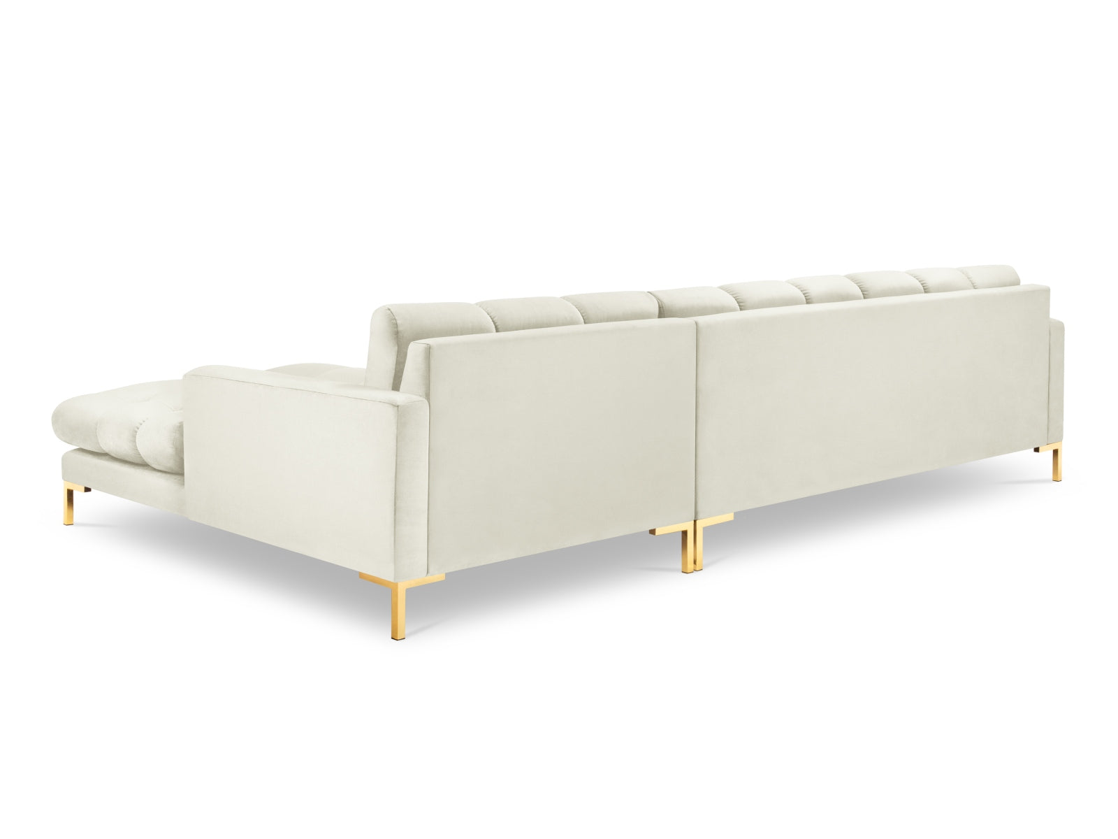 Mamaia Velour Ecksofa rechts 5 Sitzer in Light Beige/Gold präsentiert im Onlineshop von KAQTU Design AG. Ecksofa rechts ist von Micadoni