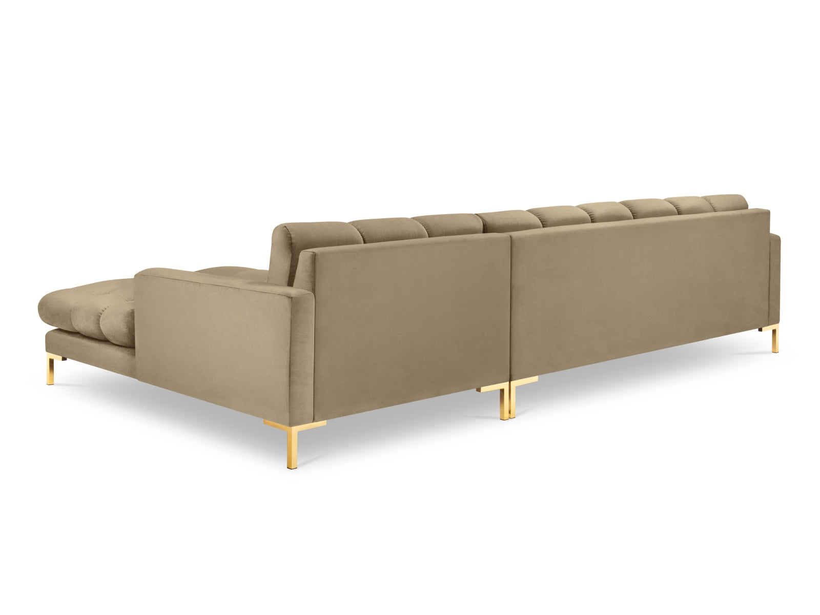 Mamaia Velour Ecksofa rechts 5 Sitzer in Beige/Gold präsentiert im Onlineshop von KAQTU Design AG. Ecksofa rechts ist von Micadoni