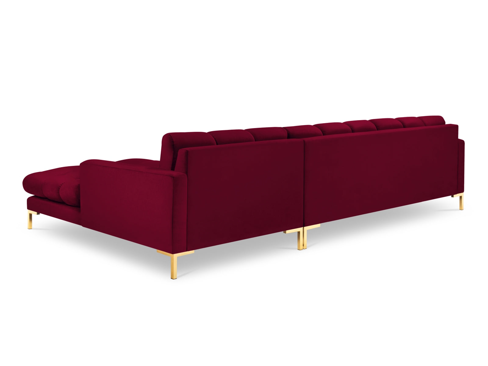 Mamaia Velour Ecksofa rechts 5 Sitzer in Red/Gold präsentiert im Onlineshop von KAQTU Design AG. Ecksofa rechts ist von Micadoni