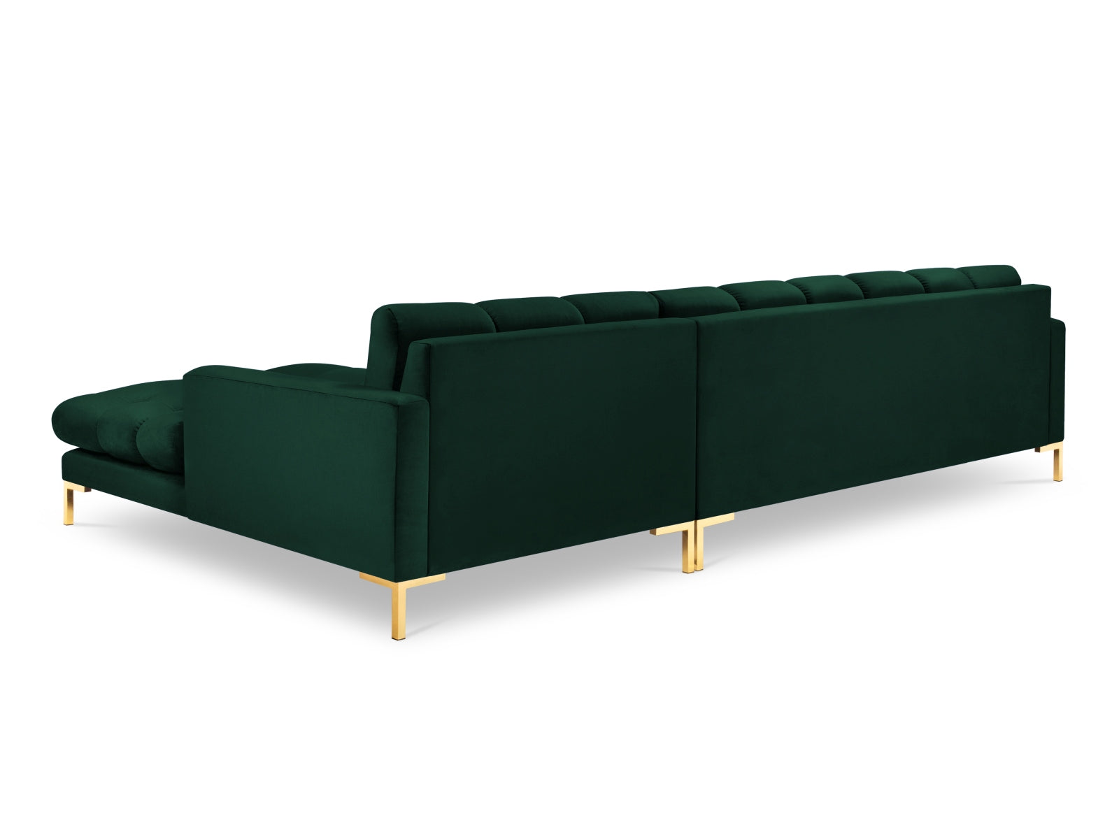 Mamaia Velour Ecksofa rechts 5 Sitzer in Bottle Green/Gold präsentiert im Onlineshop von KAQTU Design AG. Ecksofa rechts ist von Micadoni