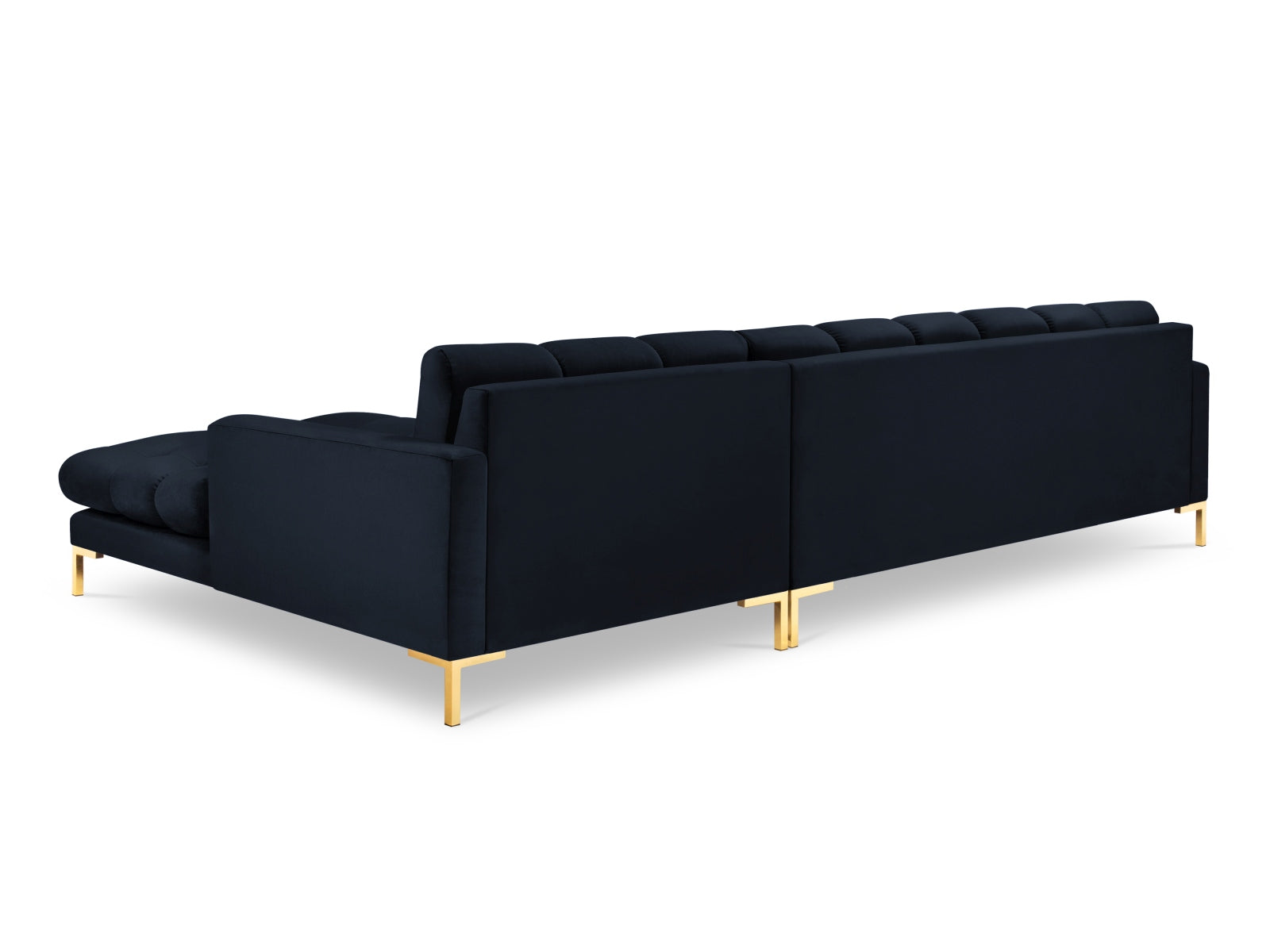 Mamaia Velour Ecksofa rechts 5 Sitzer in Dark Blue/Gold präsentiert im Onlineshop von KAQTU Design AG. Ecksofa rechts ist von Micadoni