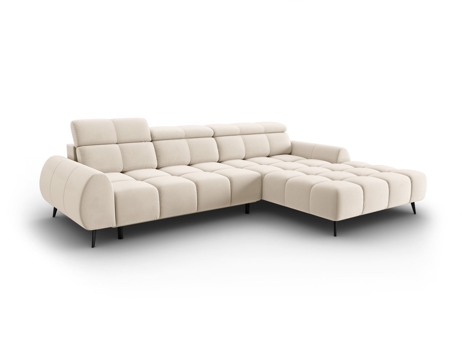 Alyse Velour Electric Ecksofa rechts 5 Sitzer in Light Beige präsentiert im Onlineshop von KAQTU Design AG. Ecksofa rechts ist von Micadoni