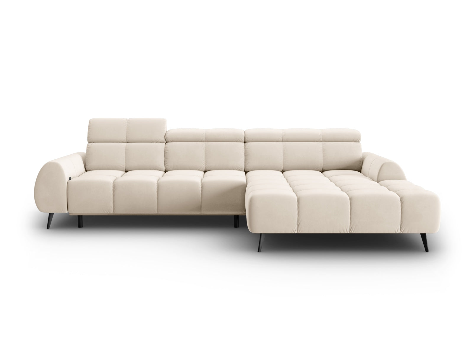 Entdecken Sie das Alyse Velour Electric Ecksofa rechts von Micadoni – ein stilvolles 5-Sitzer Sofa, das Komfort und Eleganz perfekt kombiniert.