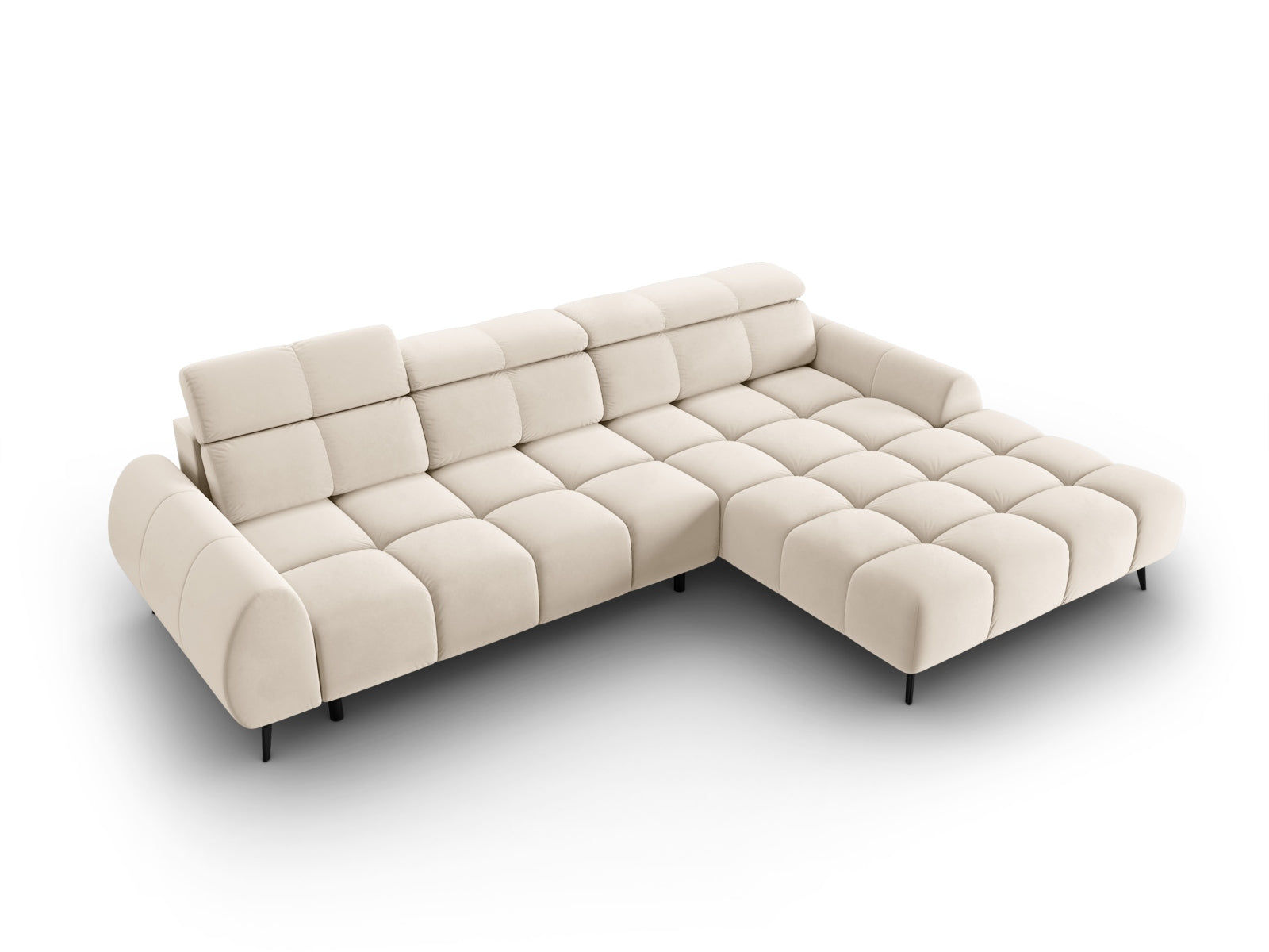 Entdecken Sie das Alyse Velour Electric Ecksofa rechts von Micadoni – ein stilvolles 5-Sitzer Sofa, das modernen Komfort und Eleganz perfekt kombiniert.
