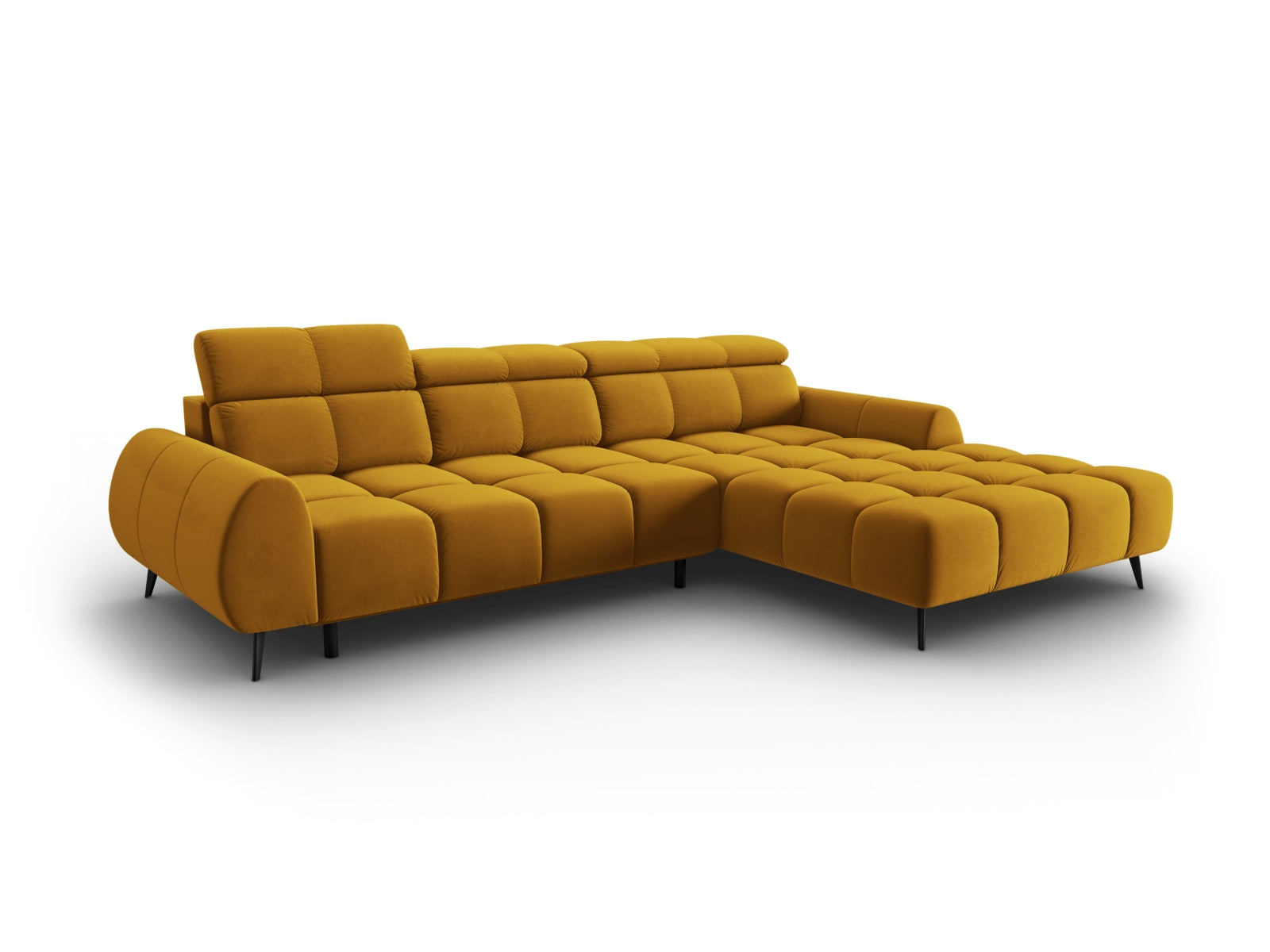 Alyse Velour Electric Ecksofa rechts 5 Sitzer in Yellow präsentiert im Onlineshop von KAQTU Design AG. Ecksofa rechts ist von Micadoni