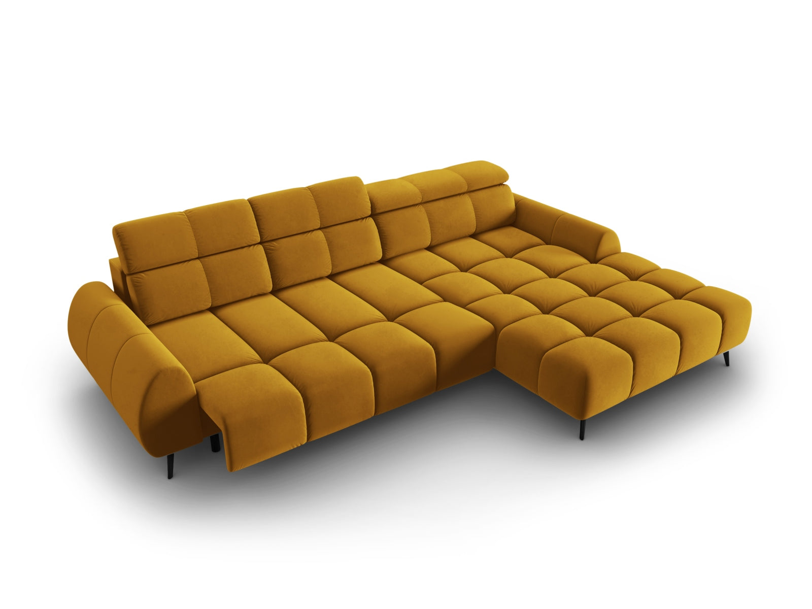 Erleben Sie das Alyse Velour Electric Ecksofa rechts von Micadoni – ein elegantes 5-Sitzer Sofa, das modernen Stil und höchsten Komfort vereint.
