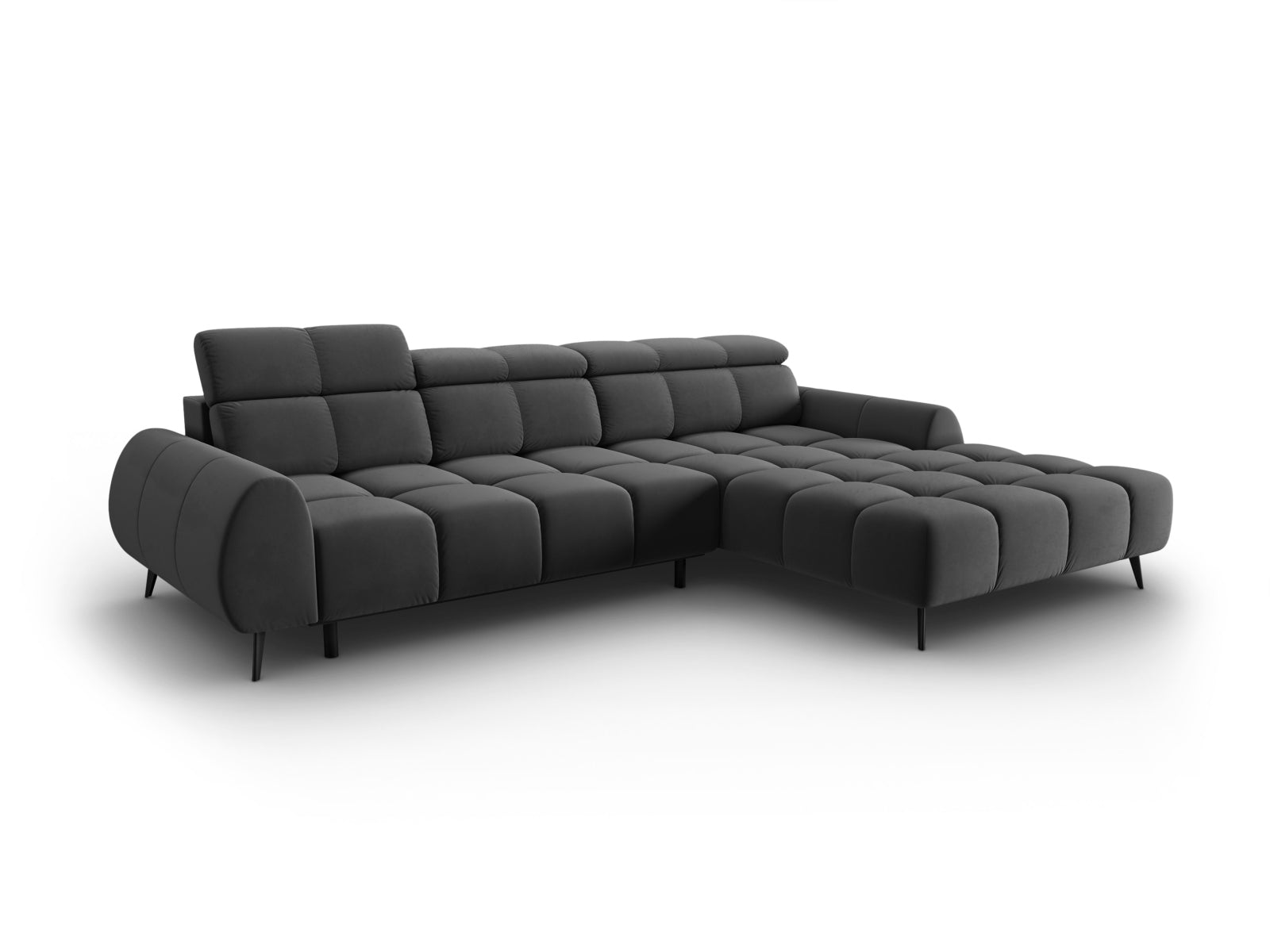 Alyse Velour Electric Ecksofa rechts 5 Sitzer in Grey präsentiert im Onlineshop von KAQTU Design AG. Ecksofa rechts ist von Micadoni