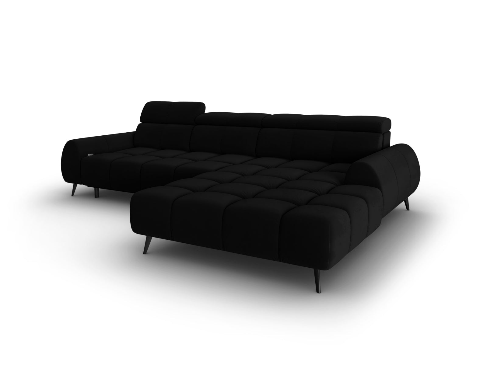 Erleben Sie das Alyse Velour Electric Ecksofa rechts von Micadoni – ein elegantes 5-Sitzer Sofa, das modernen Komfort und stilvolles Design vereint.
