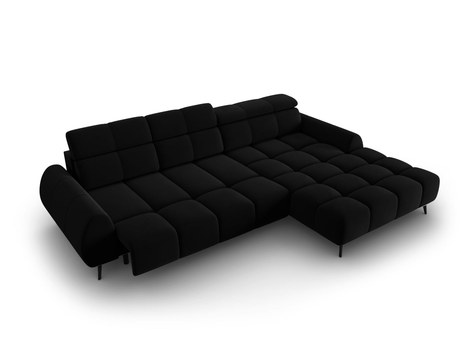Erleben Sie das Alyse Velour Electric Ecksofa rechts von Micadoni – ein elegantes 5-Sitzer Sofa, das modernen Stil und höchsten Komfort vereint.