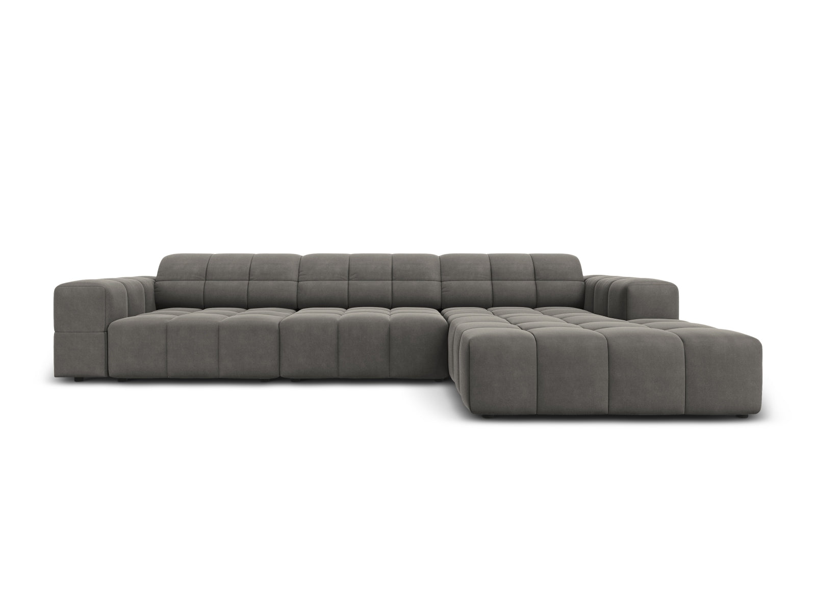 Jennifer Velour Ecksofa rechts 4 Sitzer in Light Grey präsentiert im Onlineshop von KAQTU Design AG. Ecksofa rechts ist von Micadoni