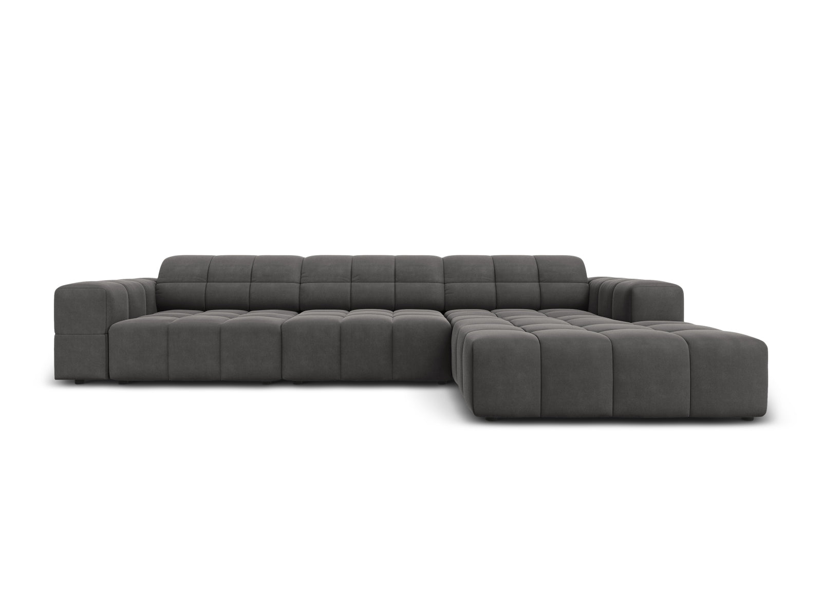 Jennifer Velour Ecksofa rechts 4 Sitzer in Grey präsentiert im Onlineshop von KAQTU Design AG. Ecksofa rechts ist von Micadoni