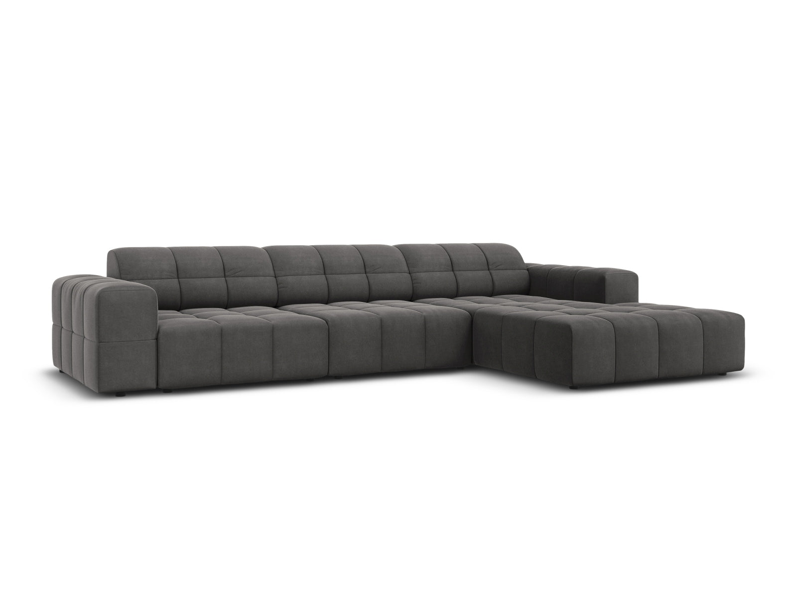 Entdecken Sie das stilvolle Jennifer Velour Ecksofa rechts 4 Sitzer von Micadoni – luxuriöser Velours, modernes Design und ultimativer Sitzkomfort für Ihr Wohnzimmer.