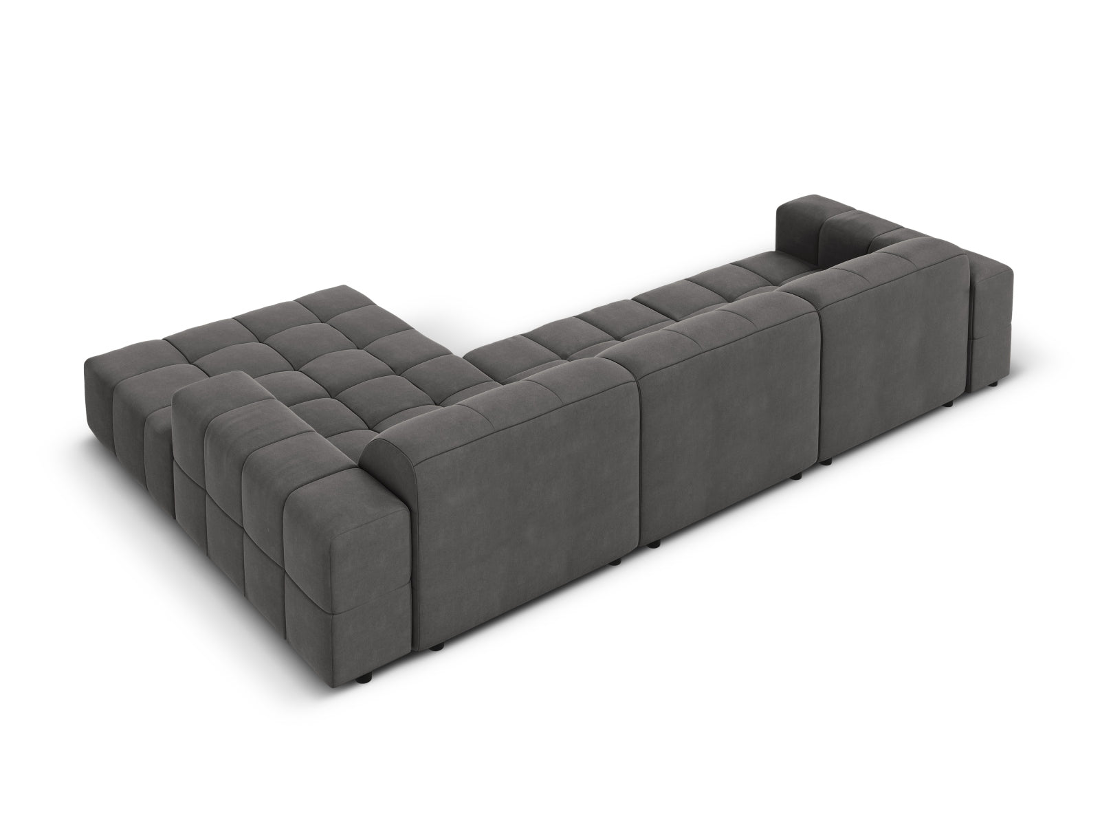 Entdecken Sie das stilvolle Jennifer Velour Ecksofa rechts 4 Sitzer von Micadoni – luxuriöser Velours, modernes Design und optimaler Sitzkomfort für Ihr Wohnzimmer.