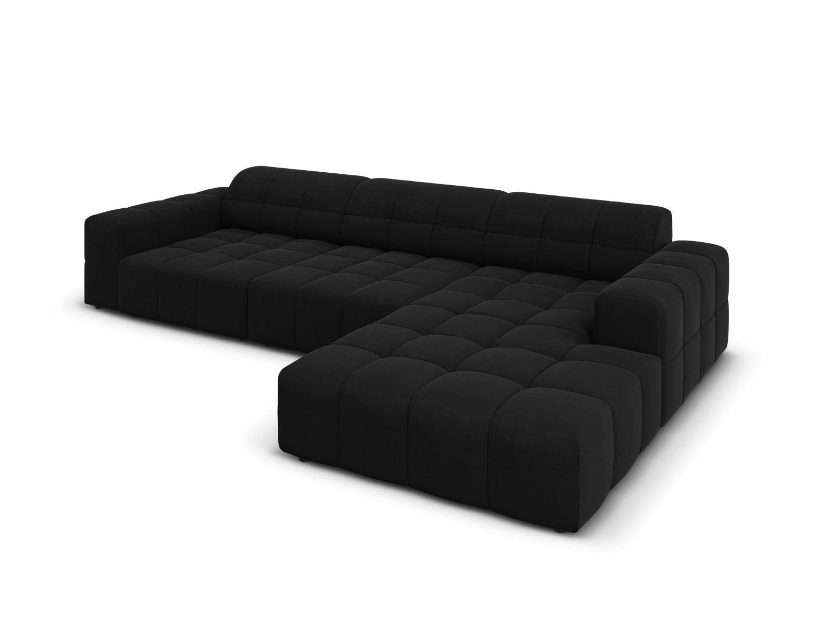 Entdecken Sie das stilvolle Jennifer Velour Ecksofa rechts 4 Sitzer von Micadoni – luxuriöser Velours, modernes Design und optimaler Sitzkomfort für Ihr Wohnzimmer.