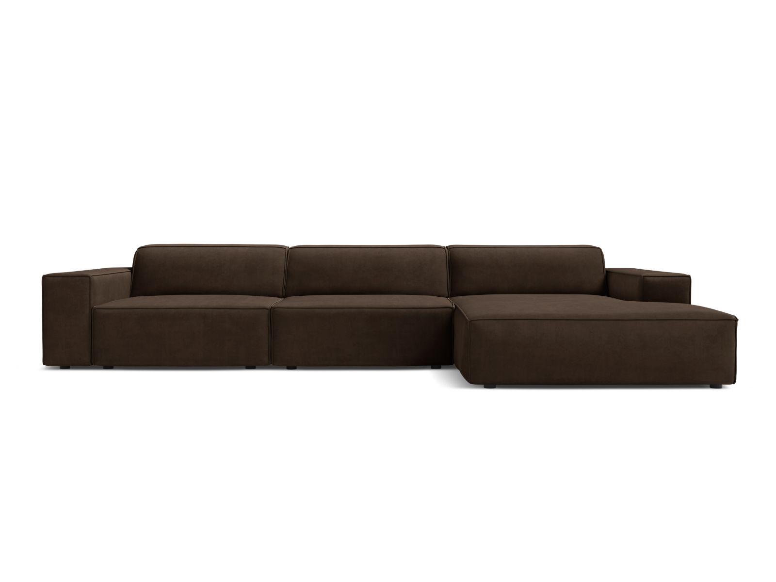 Jodie Velour modulares Ecksofa rechts 4 Sitzer in Dark Brown-Bluvel präsentiert im Onlineshop von KAQTU Design AG. Ecksofa rechts ist von Micadoni