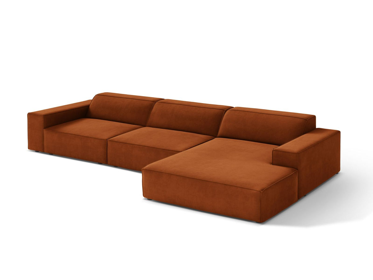 Jodie Velour modulares Ecksofa rechts 4 Sitzer in Terracotta-Bluvel präsentiert im Onlineshop von KAQTU Design AG. Ecksofa rechts ist von Micadoni