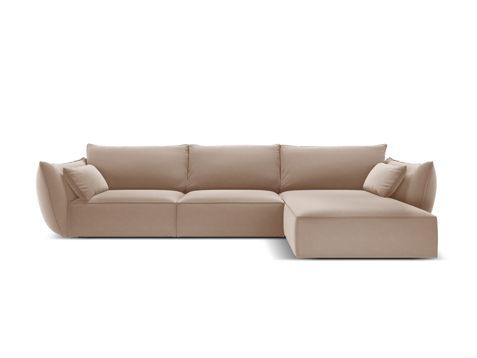 Kaelle Velour Ecksofa rechts 4 Sitzer in Beige-Bluvel präsentiert im Onlineshop von KAQTU Design AG. L-Sofa rechts ist von Micadoni