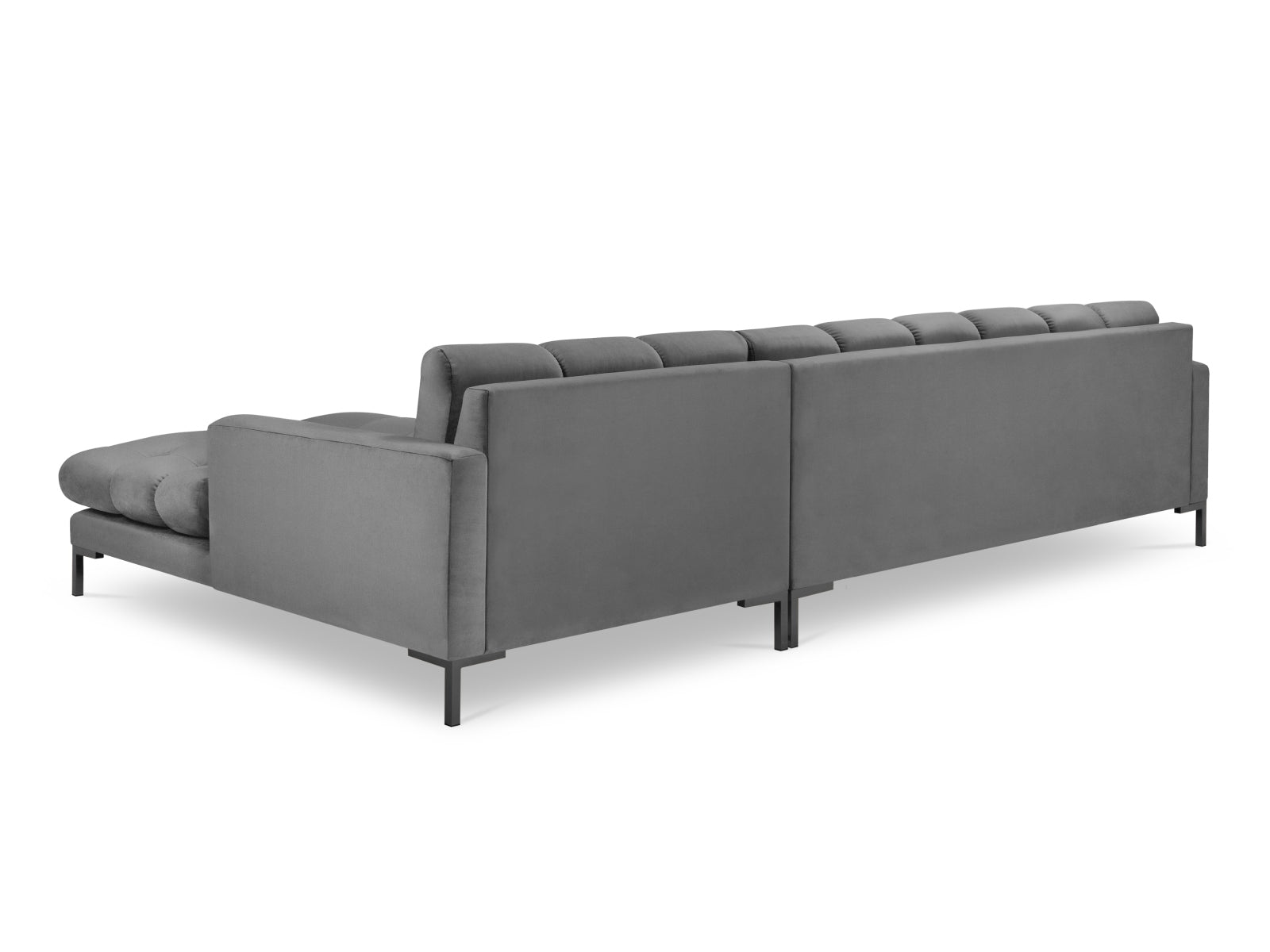Mamaia Velour Ecksofa rechts 5 Sitzer in Light Grey/Schwarz präsentiert im Onlineshop von KAQTU Design AG. Ecksofa rechts ist von Micadoni