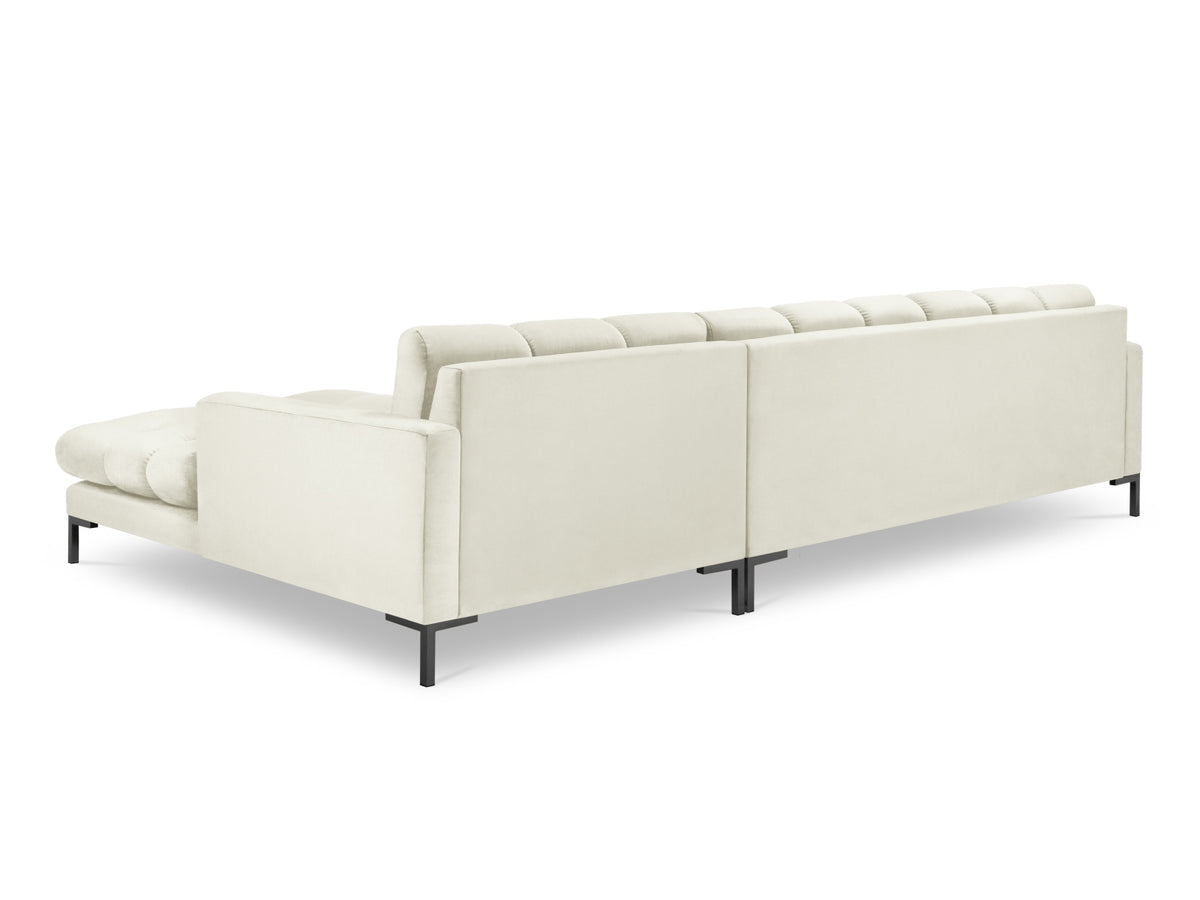 Mamaia Velour Ecksofa rechts 5 Sitzer in Light Beige/Schwarz-Bluvel präsentiert im Onlineshop von KAQTU Design AG. L-Sofa rechts ist von Micadoni