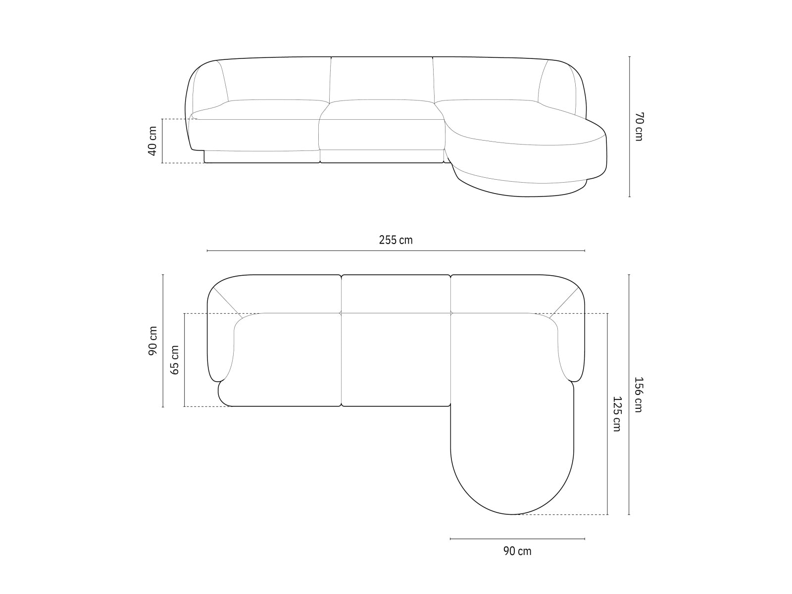 Miley Velour Ecksofa rechts 4 Sitzer in Black präsentiert im Onlineshop von KAQTU Design AG. Ecksofa rechts ist von Micadoni