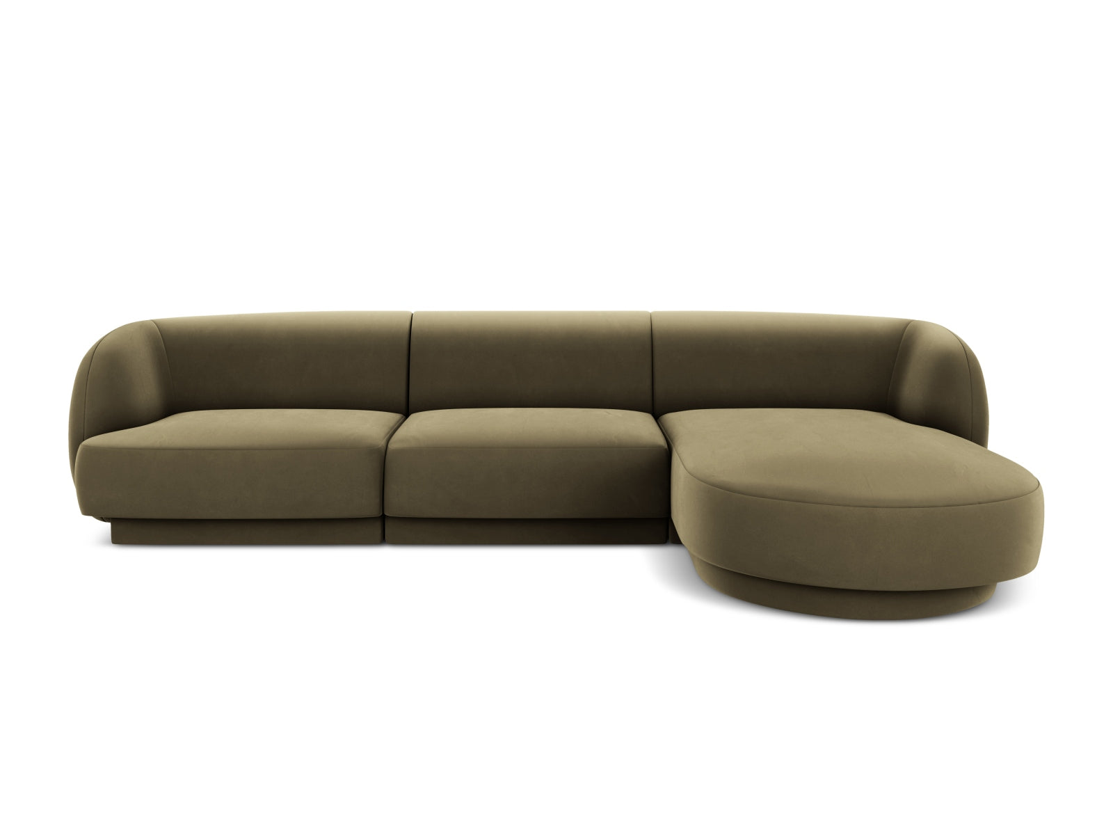 Miley Velour Ecksofa rechts 4 Sitzer in Green-Bluvel präsentiert im Onlineshop von KAQTU Design AG. L-Sofa rechts ist von Micadoni