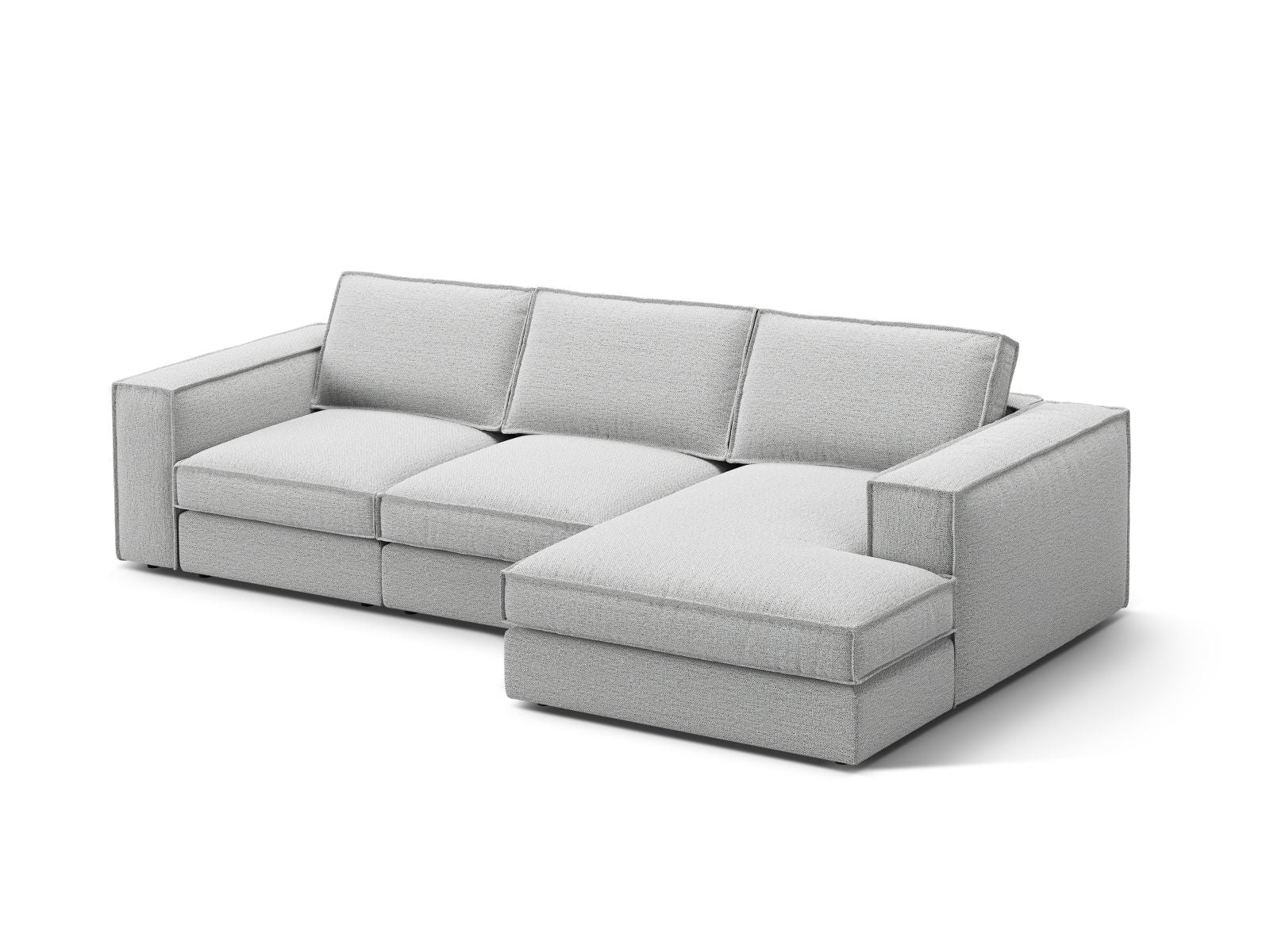 Elegantes 3-Sitzer Ecksofa Pola in hellem Grau, ideal für moderne Wohnräume, präsentiert von Micadoni.