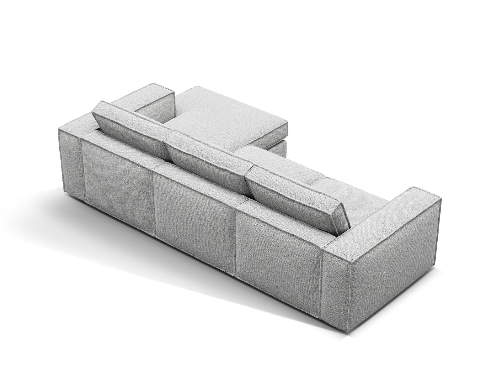 Stylisches 3-Sitzer Ecksofa Pola in sanftem Grau, perfekt für stilvolle Wohnzimmer und entspannte Stunden, erhältlich bei Micadoni.