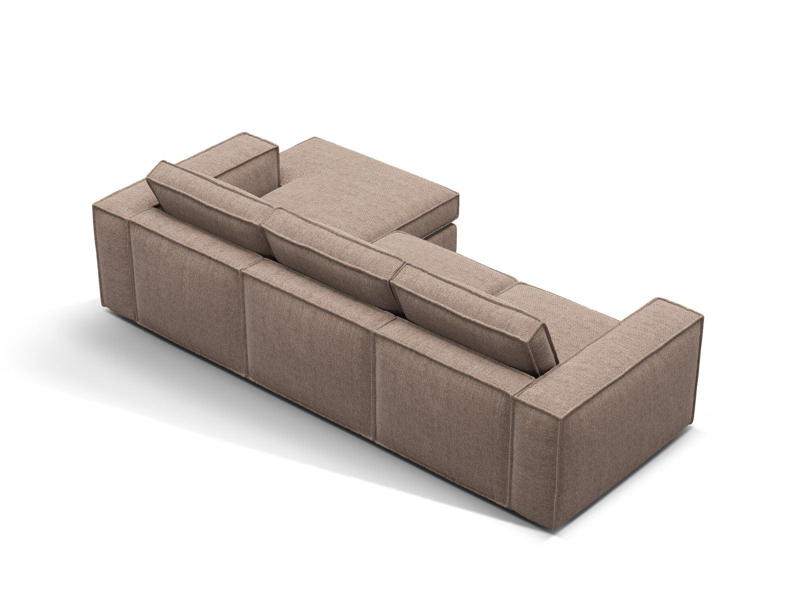 Modernes 3-Sitzer Ecksofa Pola in ansprechendem Braun, perfekt für gemütliche Wohnzimmer. Vereint Stil und Bequemlichkeit.