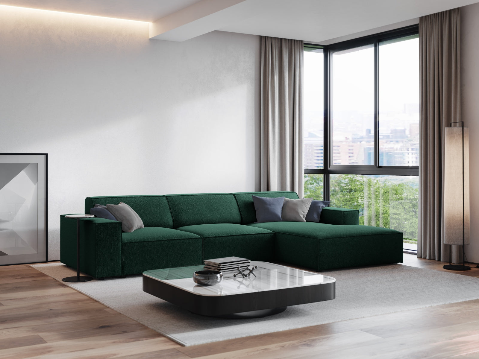 Jodie Modulares Ecksofa rechts 4 Sitzer in Green präsentiert im Onlineshop von KAQTU Design AG. Ecksofa rechts ist von Micadoni