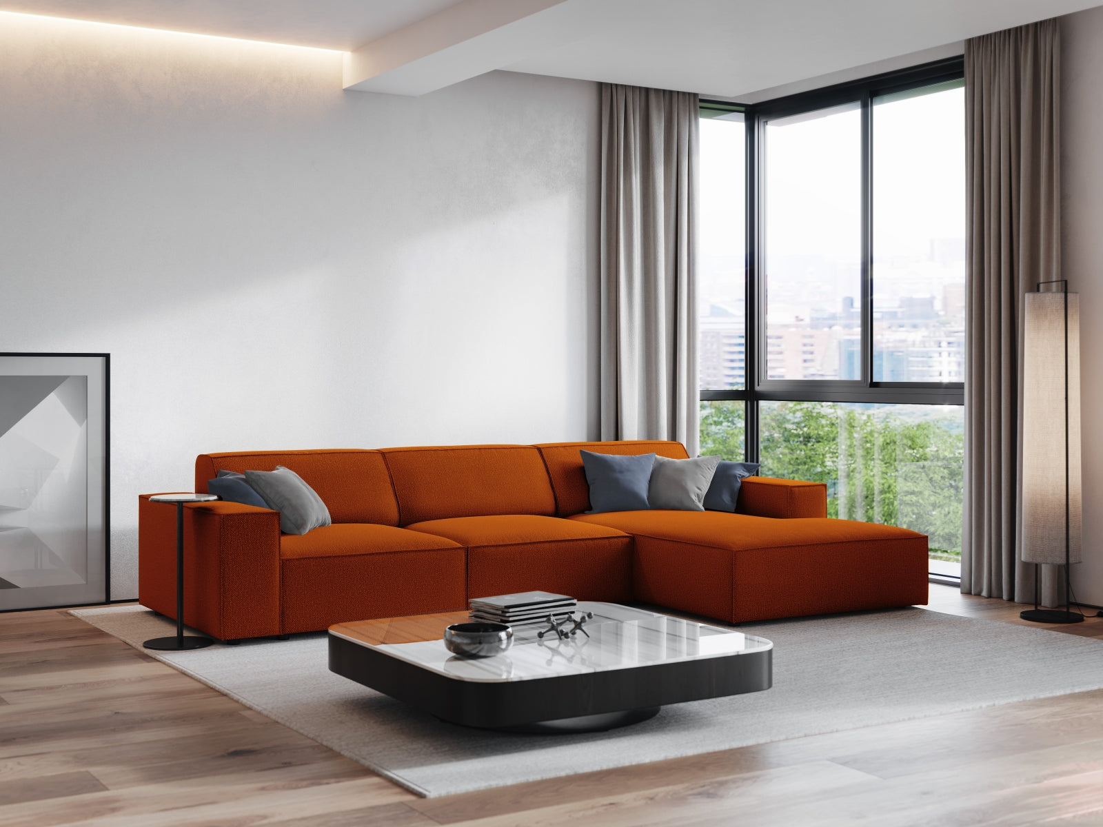 Jodie Modulares Ecksofa rechts 4 Sitzer in Terracotta präsentiert im Onlineshop von KAQTU Design AG. Ecksofa rechts ist von Micadoni