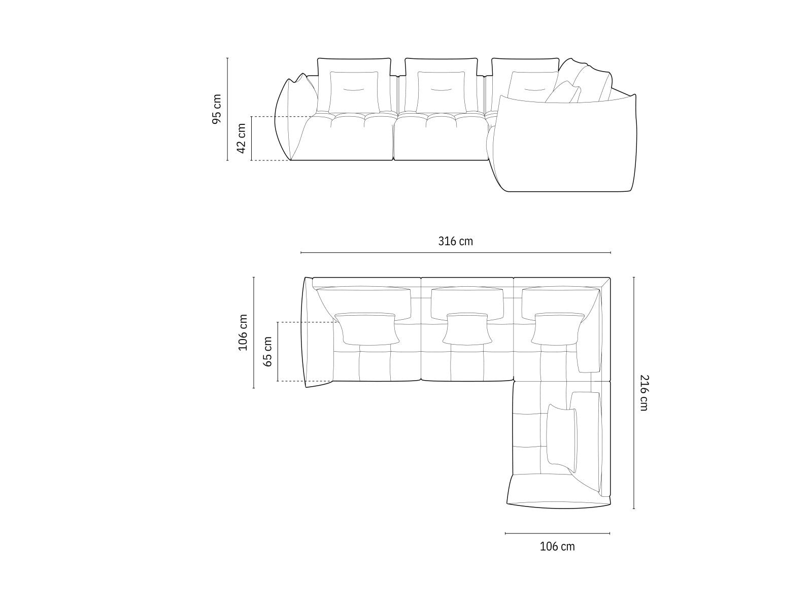 Bloom Modular Ecksofa rechts 3 Sitzer in Grey präsentiert im Onlineshop von KAQTU Design AG. Ecksofa rechts ist von Micadoni