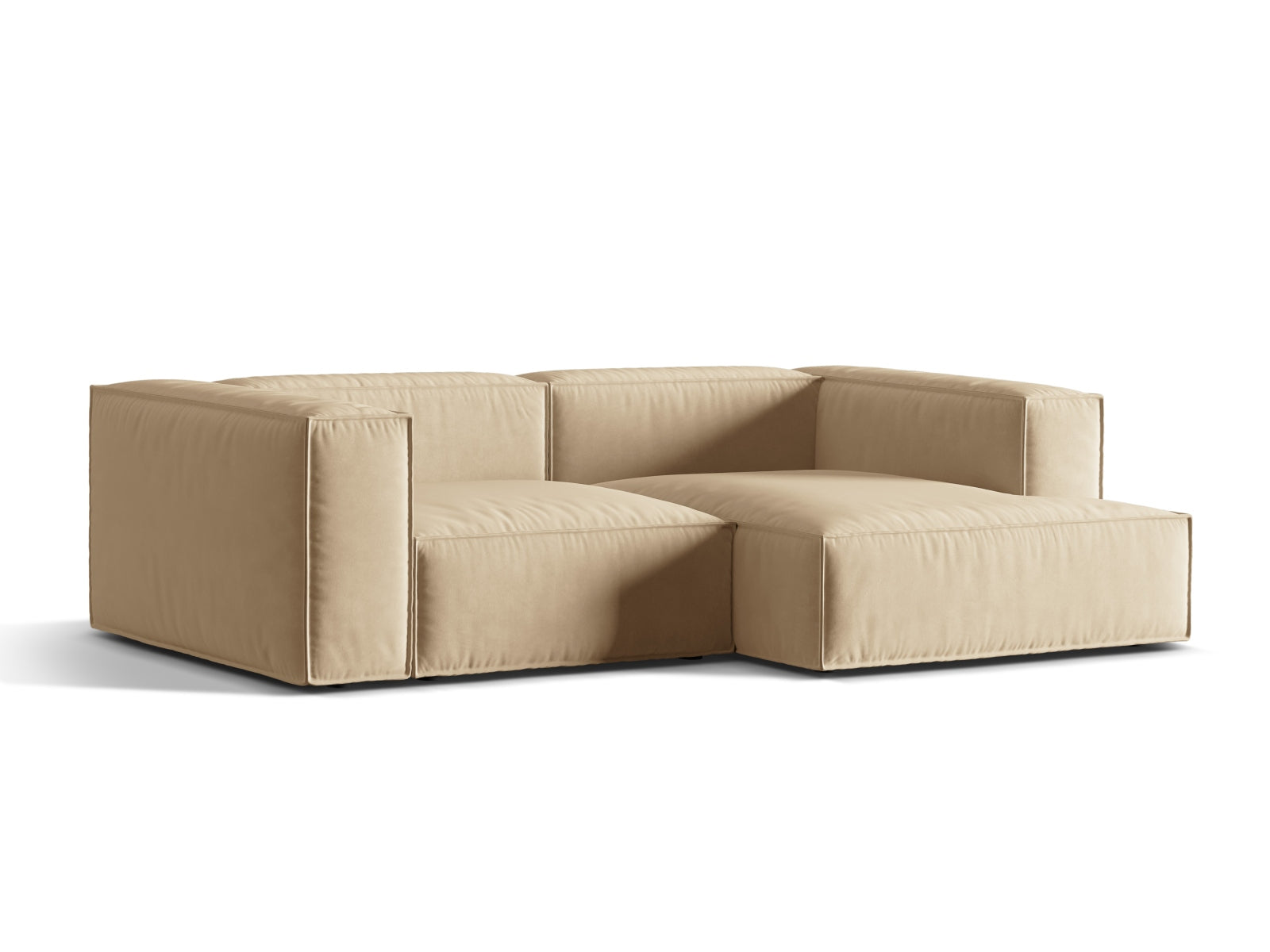 Nuria Velour Modular Ecksofa rechts 3 Sitzer in Nude präsentiert im Onlineshop von KAQTU Design AG. Ecksofa rechts ist von Micadoni