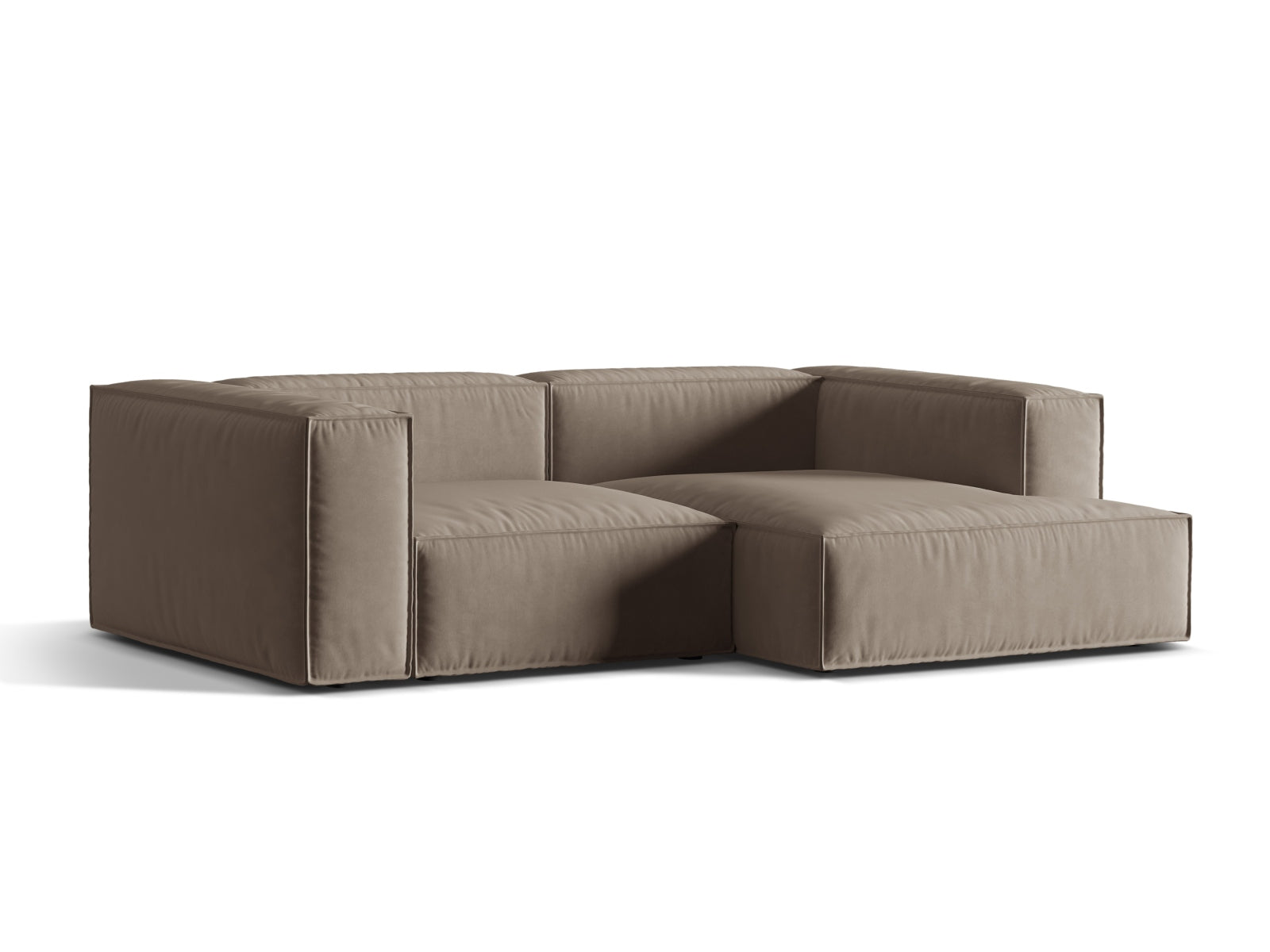Nuria Velour Modular Ecksofa rechts 3 Sitzer in Warm grey präsentiert im Onlineshop von KAQTU Design AG. Ecksofa rechts ist von Micadoni