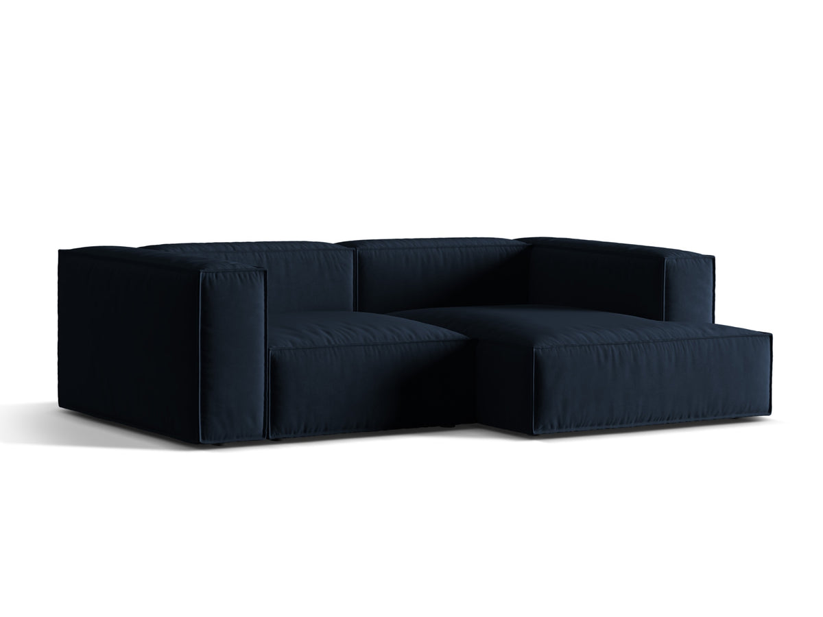 Nuria Velour Modular Ecksofa rechts 3 Sitzer in Dark Blue-Paris präsentiert im Onlineshop von KAQTU Design AG. L-Sofa rechts ist von Micadoni