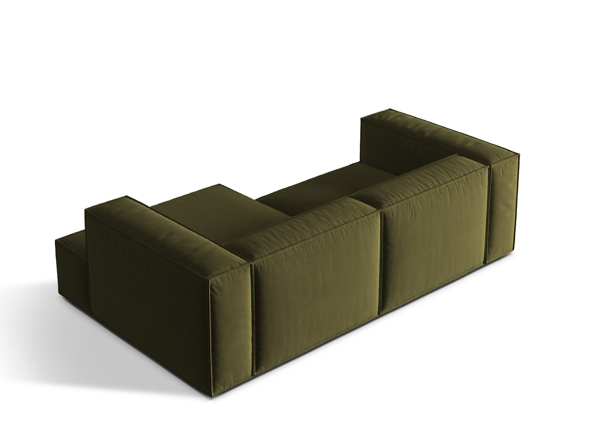 Nuria Velour Modular Ecksofa rechts 3 Sitzer in Moss Green Melange-Paris präsentiert im Onlineshop von KAQTU Design AG. L-Sofa rechts ist von Micadoni
