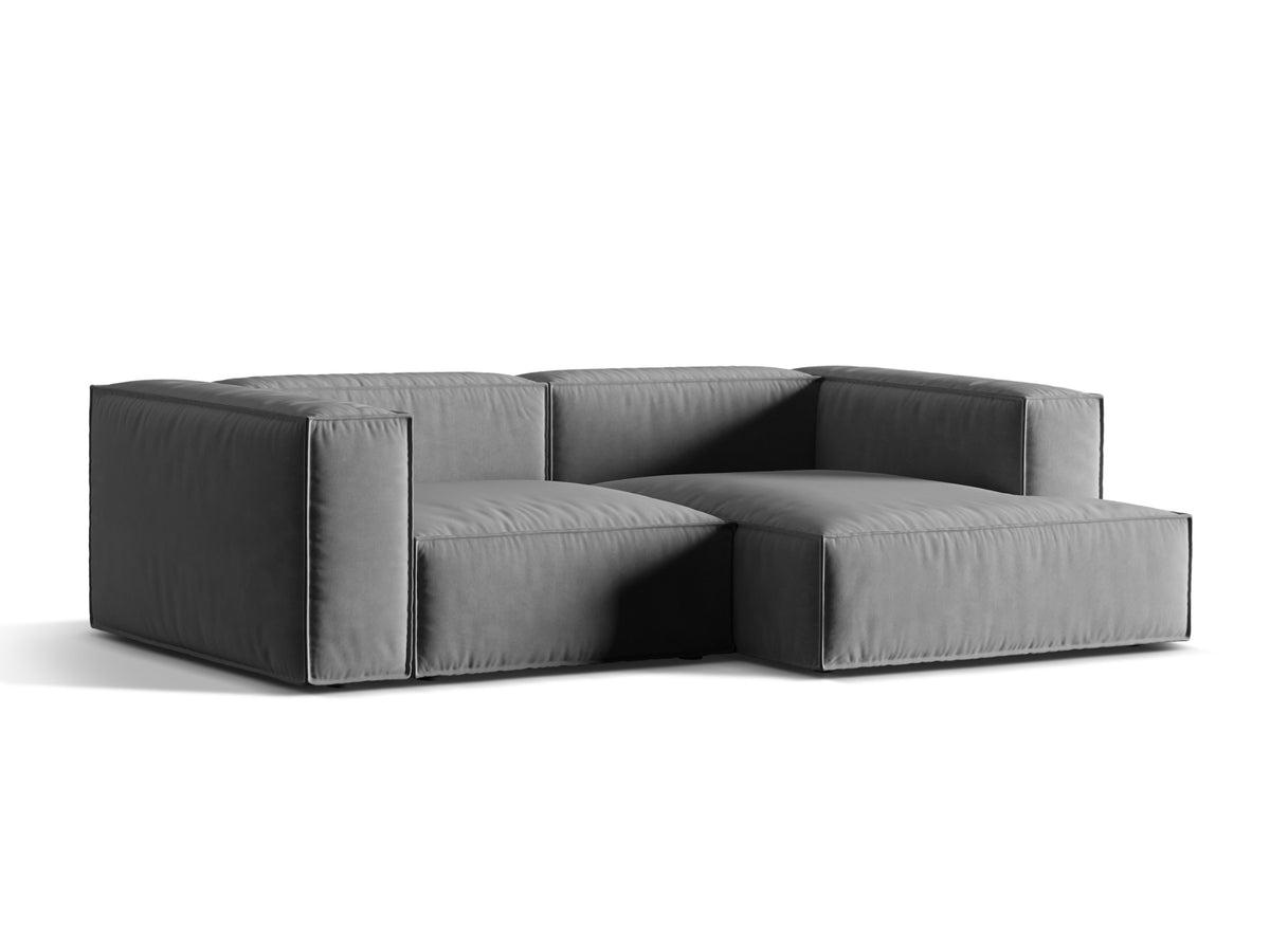Nuria Velour Modular Ecksofa rechts 3 Sitzer in Grey-Paris präsentiert im Onlineshop von KAQTU Design AG. L-Sofa rechts ist von Micadoni