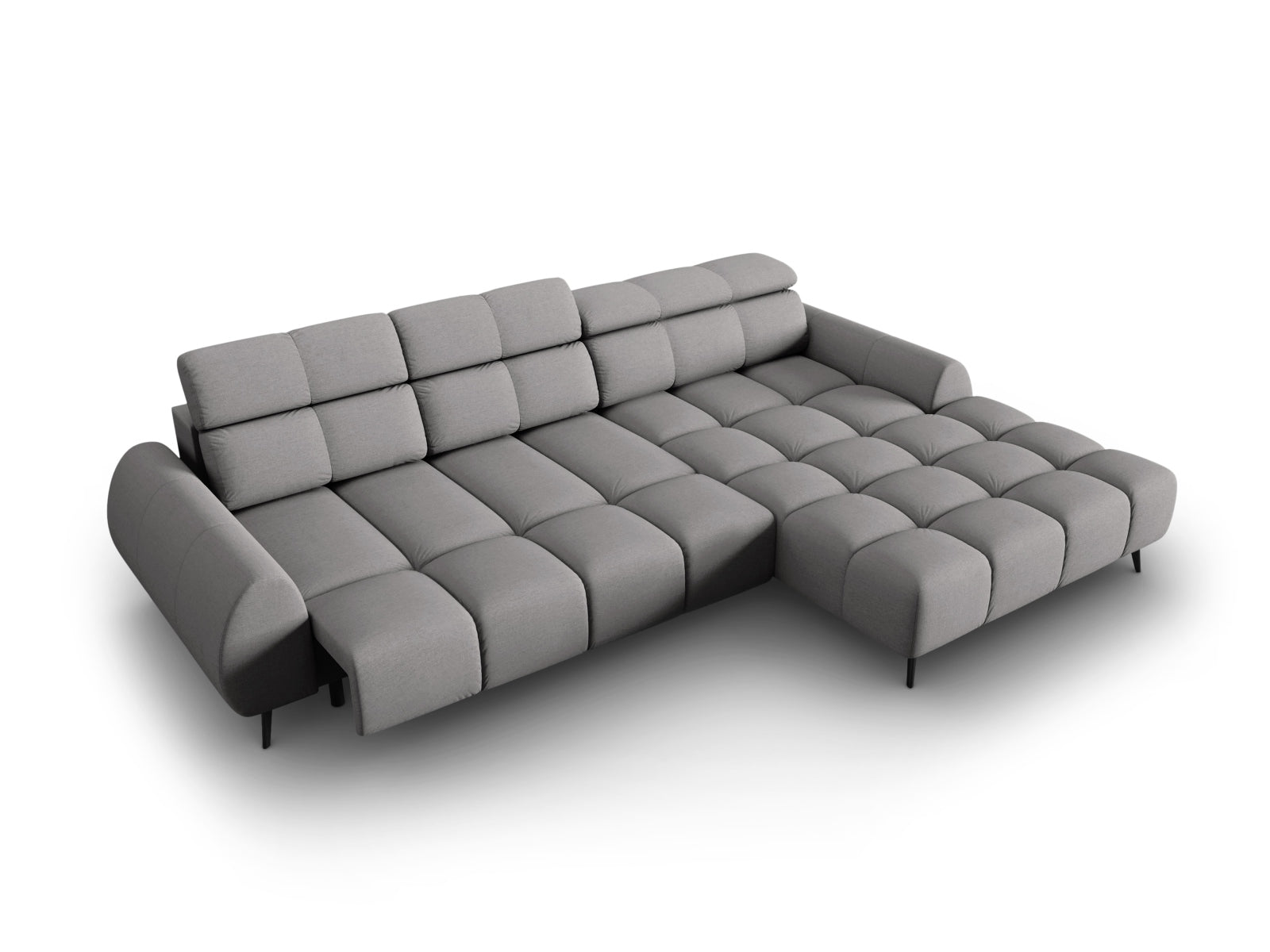 Entdecken Sie das Alyse Electric Ecksofa rechts von Micadoni – ein elegantes 5-Sitzer Sofa aus hochwertigem Velours, das ultimativen Komfort und Stil vereint.