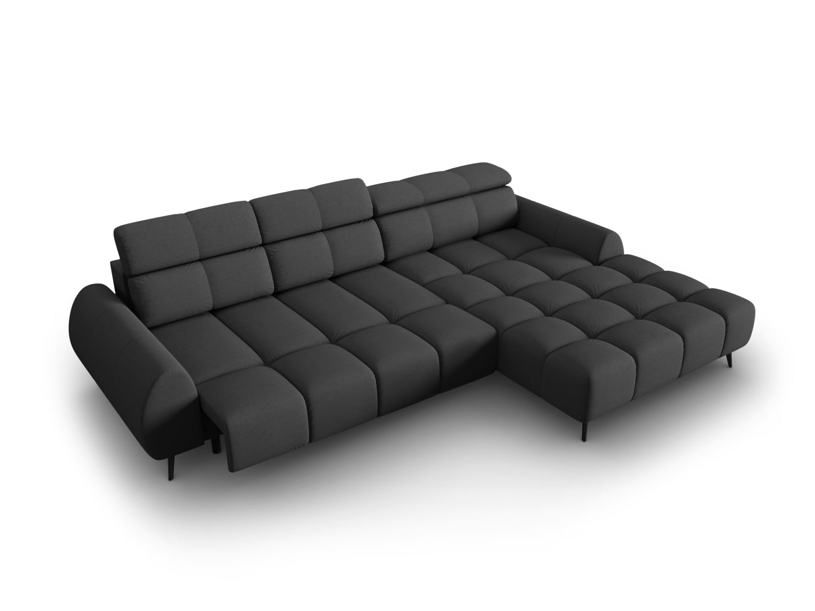 Erleben Sie das Alyse Electric Ecksofa rechts von Micadoni – ein stilvolles 5-Sitzer Sofa aus luxuriösem Velours, das Komfort und Eleganz perfekt kombiniert.