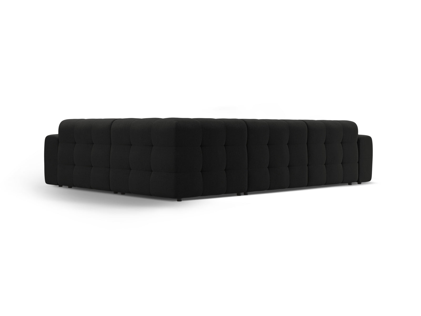 Elegantes Kendal Ecksofa rechts für bis zu 6 Personen in zeitlosem Schwarz, ideal für stilvolle Wohnräume und gesellige Abende.