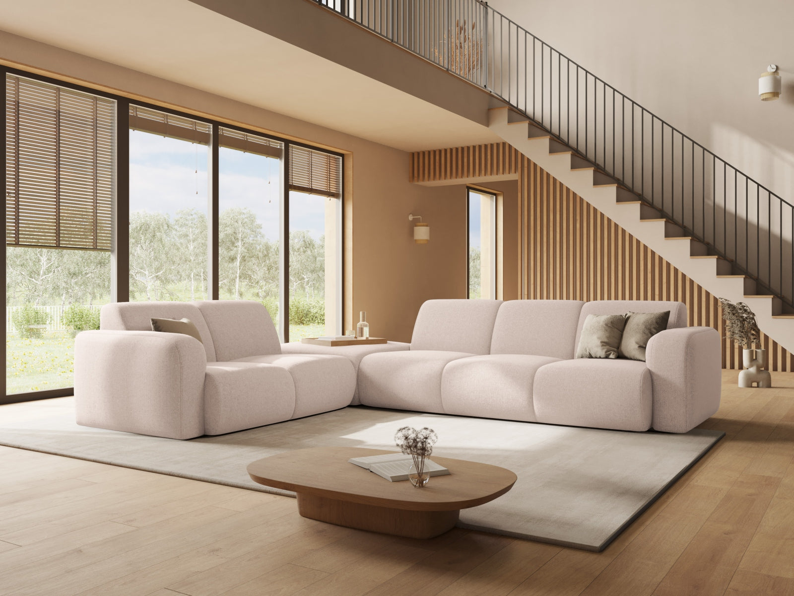 Molino Ecksofa rechts 6 Sitzer in Light Beige präsentiert im Onlineshop von KAQTU Design AG. Ecksofa rechts ist von Micadoni