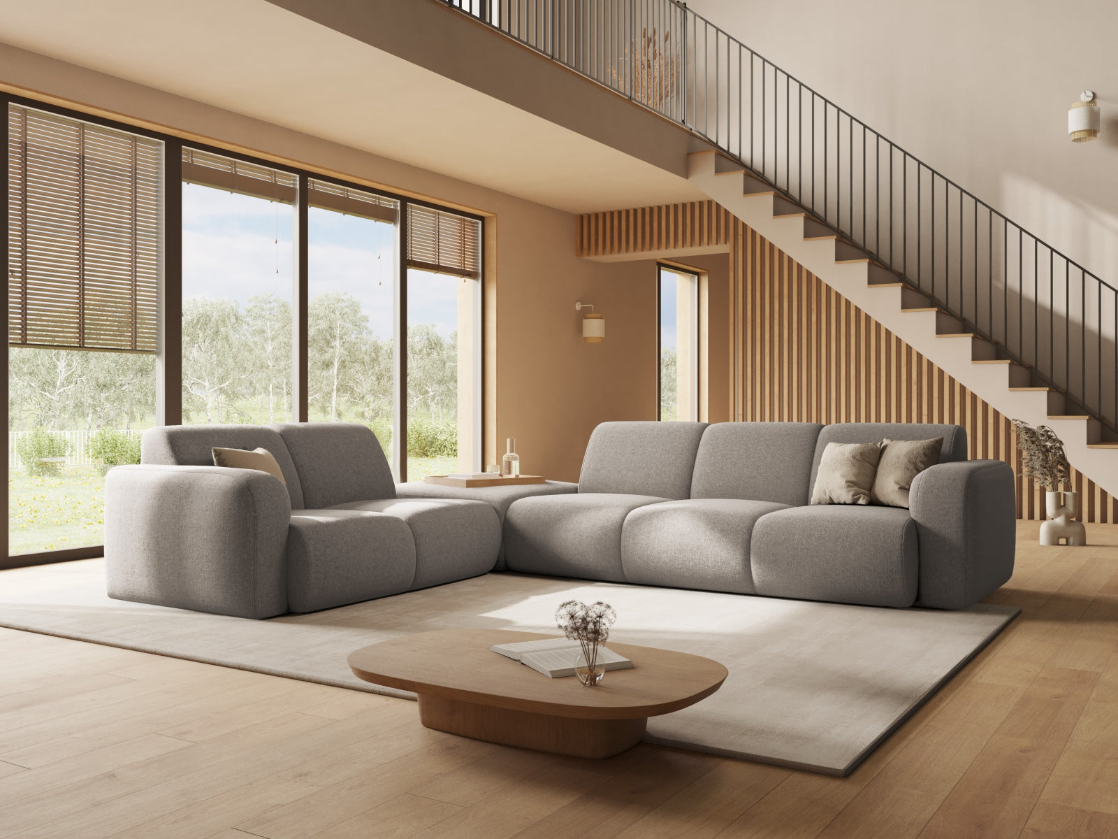 Molino Ecksofa rechts 6 Sitzer in Light Grey präsentiert im Onlineshop von KAQTU Design AG. Ecksofa rechts ist von Micadoni